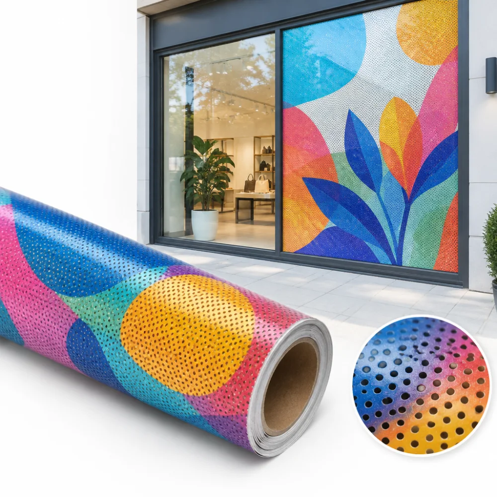 Vinil perfurado para vitrine
